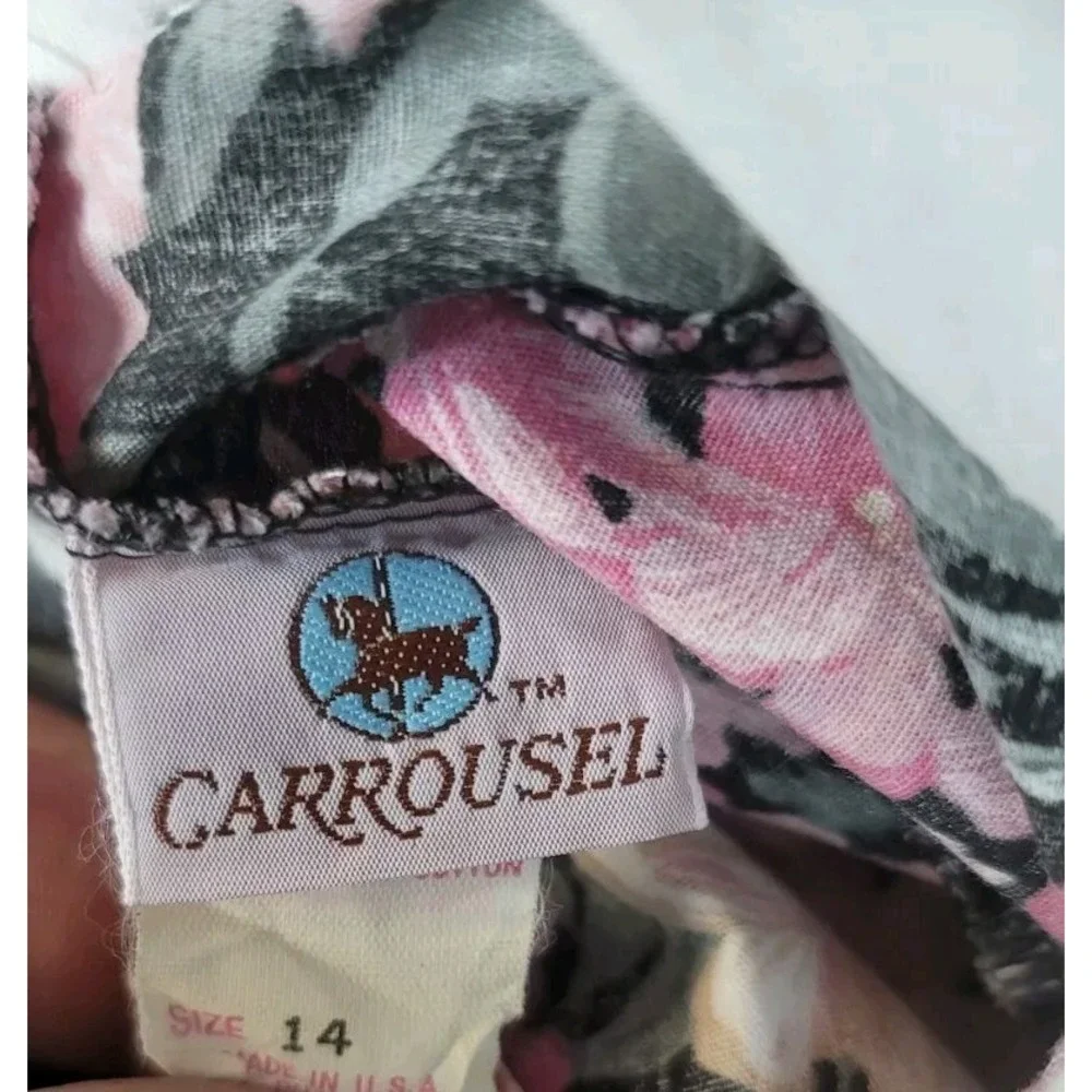 Vintage Girls Dress 14 Floral Carrousel Ruffle